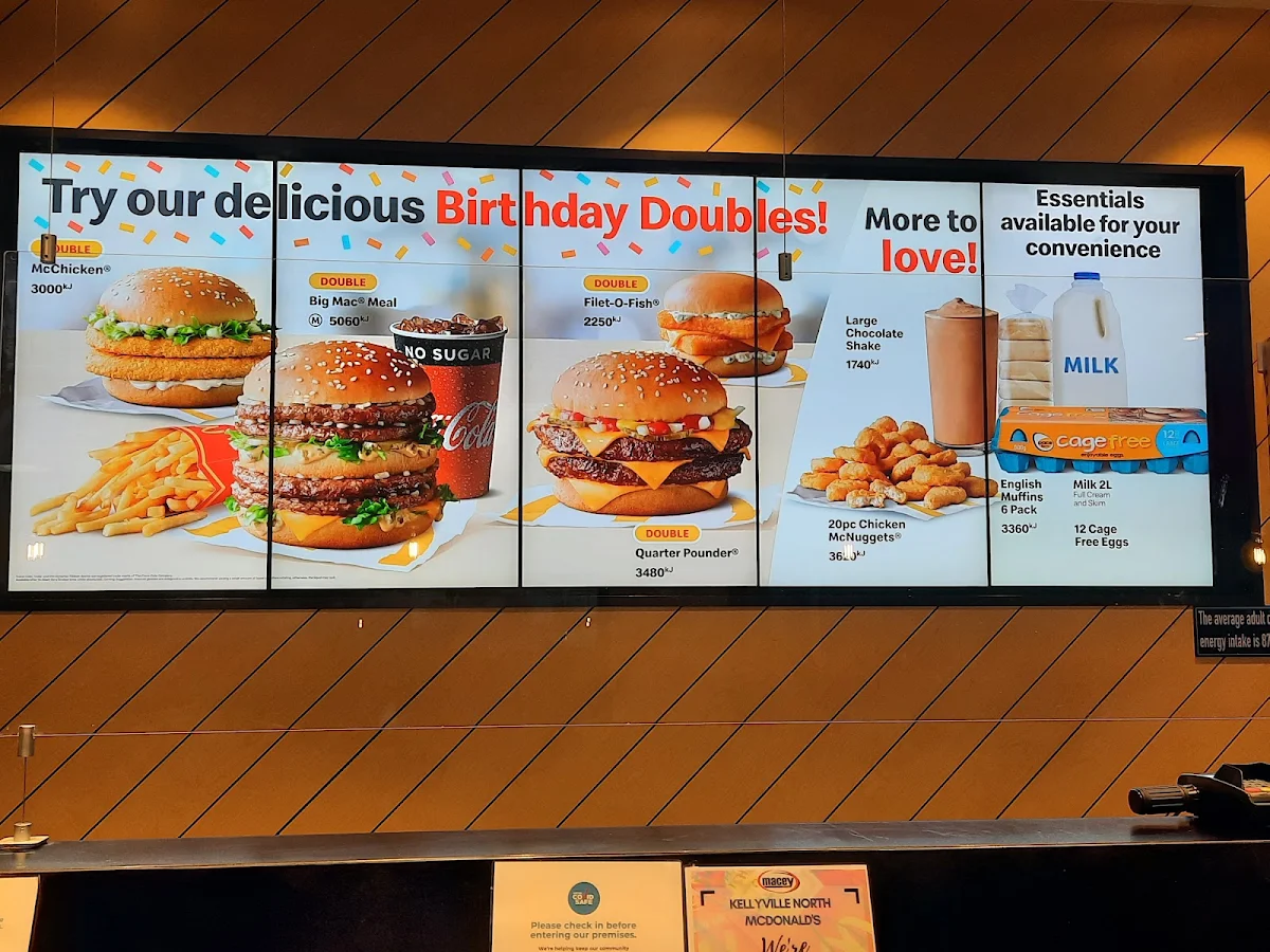 Menu, McDonald's Kellyville North