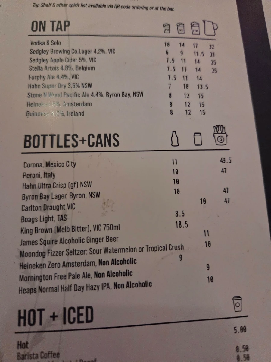 Menu, Hotel Lona