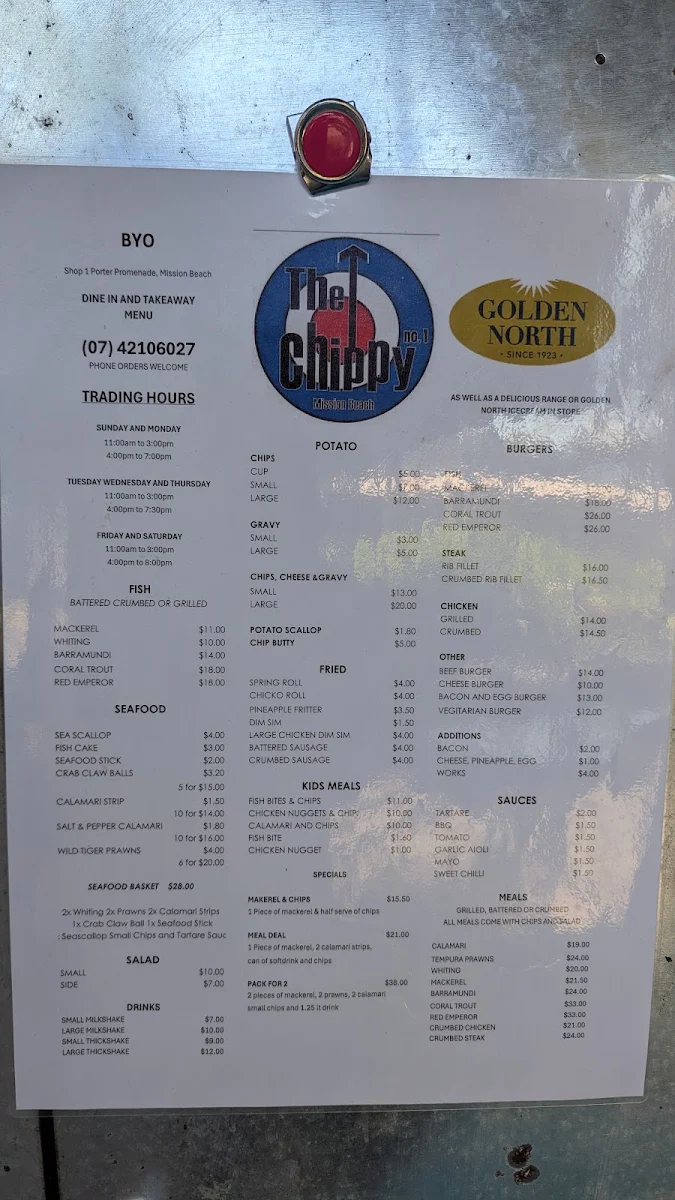 Menu, The Chippy No. 1