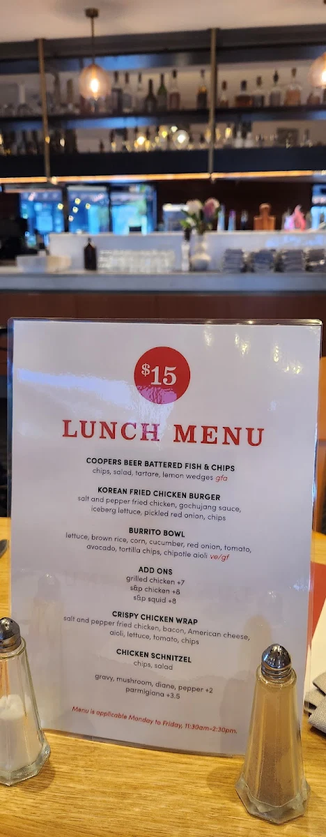 Menu, The Grove