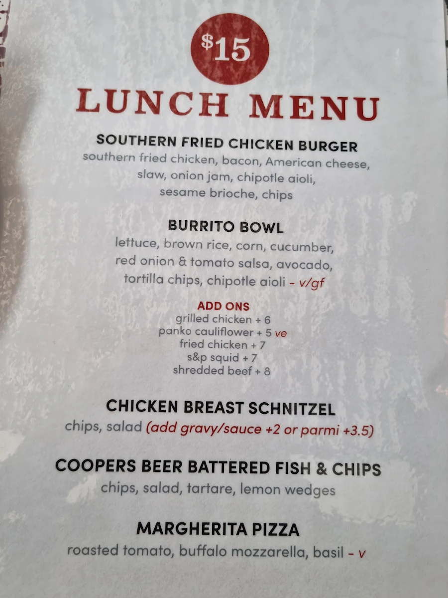 Menu, The Grove