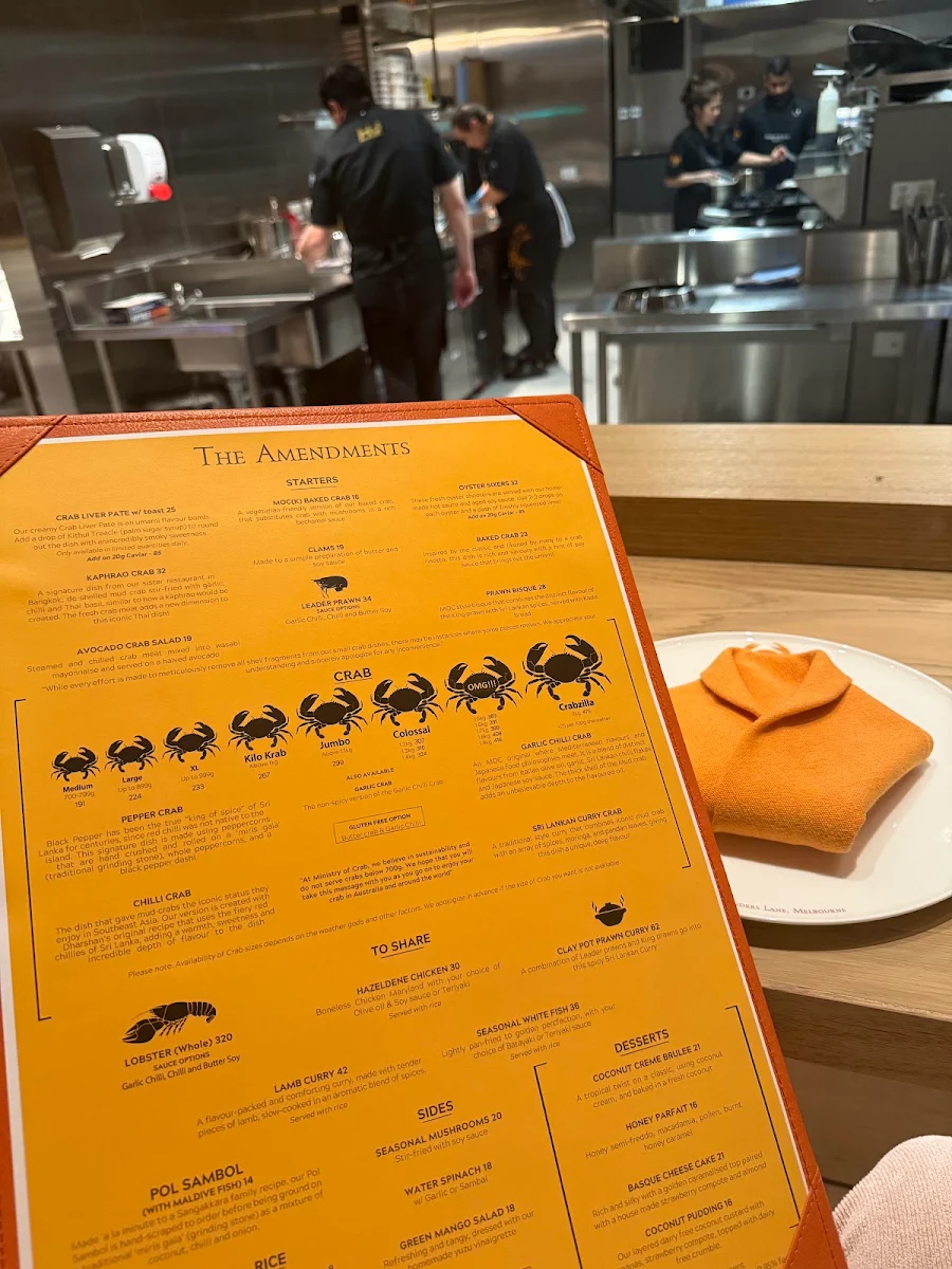 Menu, Ministry of Crab