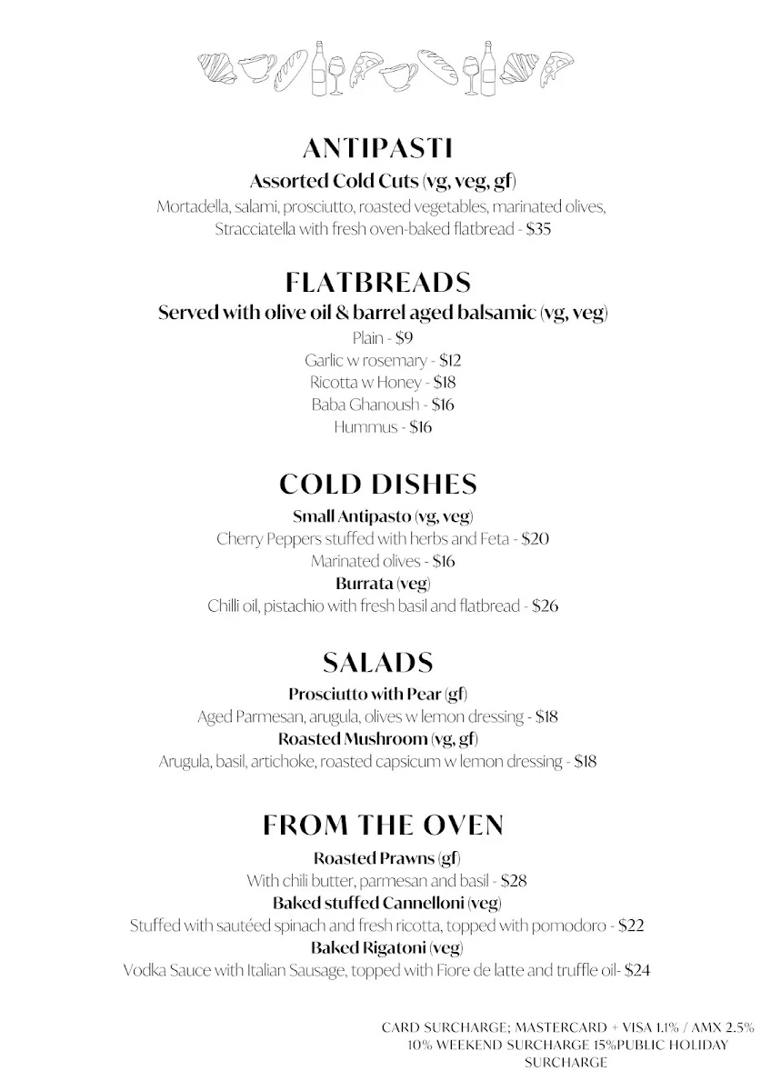 Menu, Lounge Room