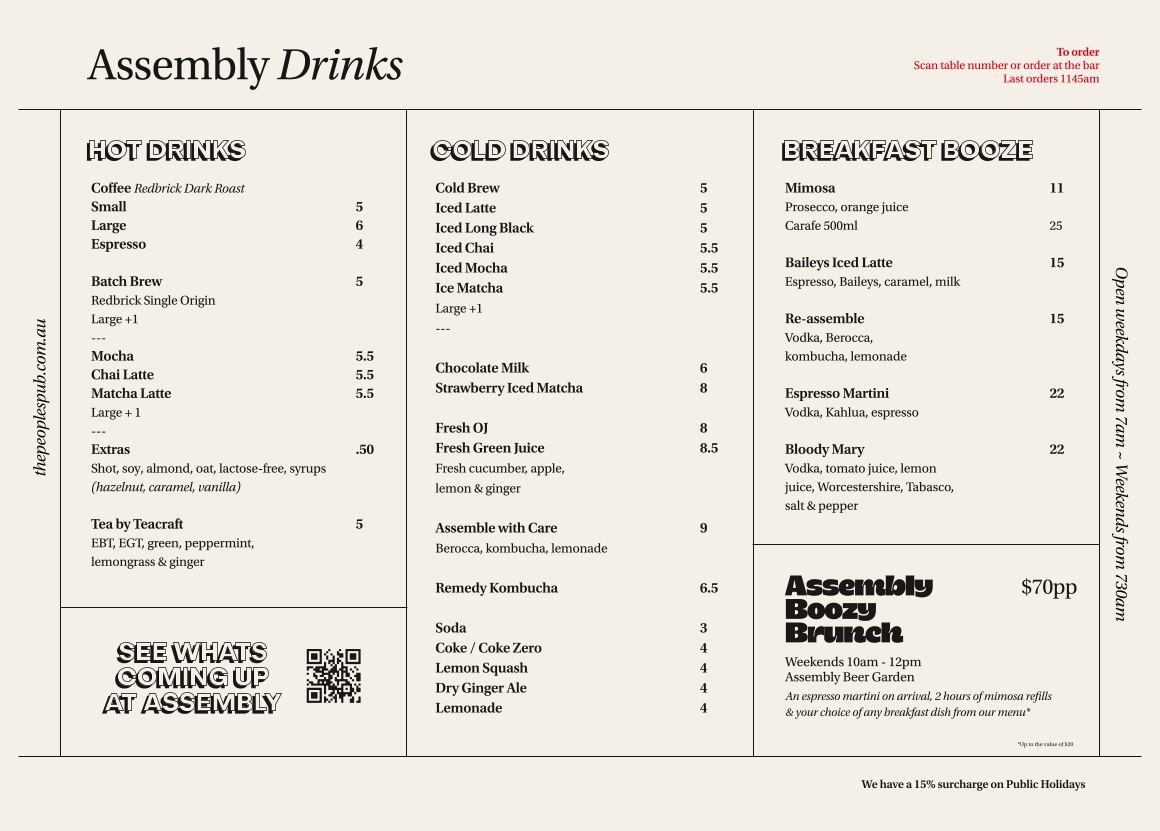 Menu, Assembly