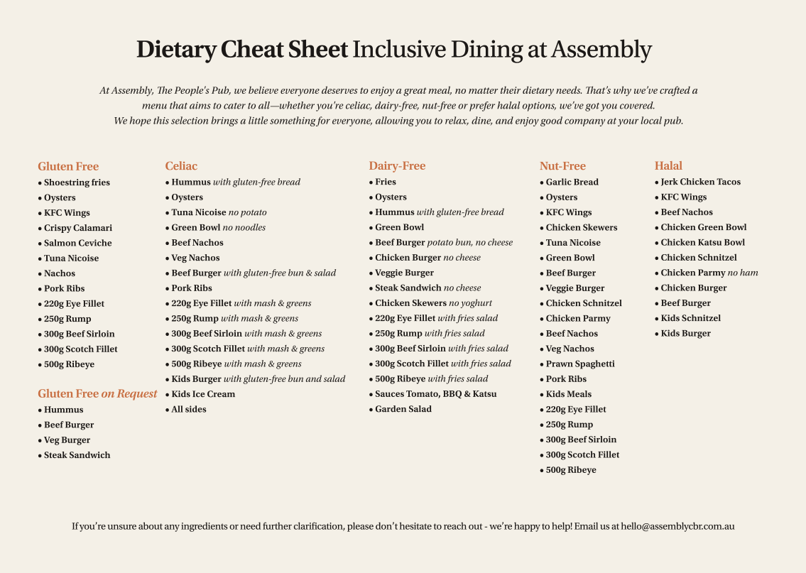 Menu, Assembly