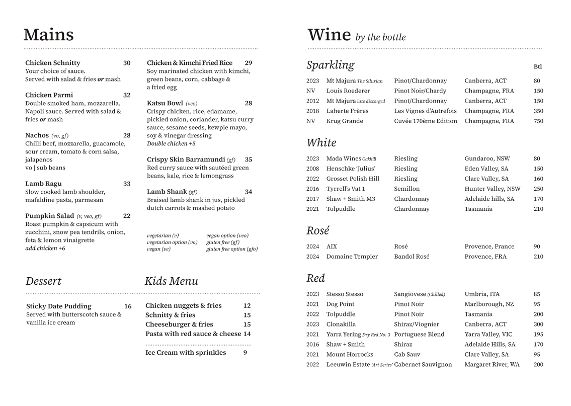 Menu, Assembly