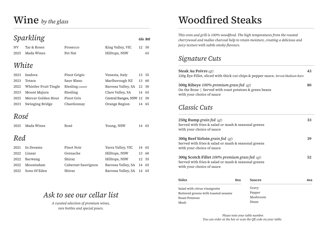 Menu, Assembly