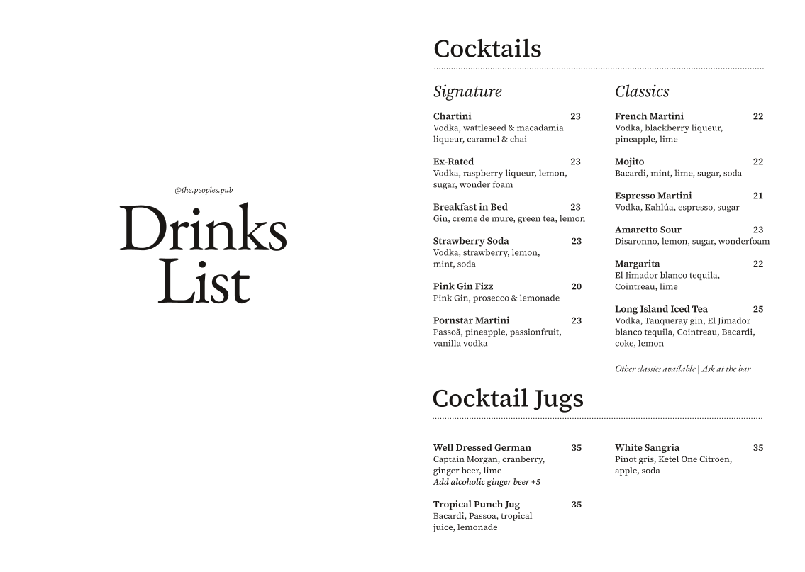 Menu, Assembly
