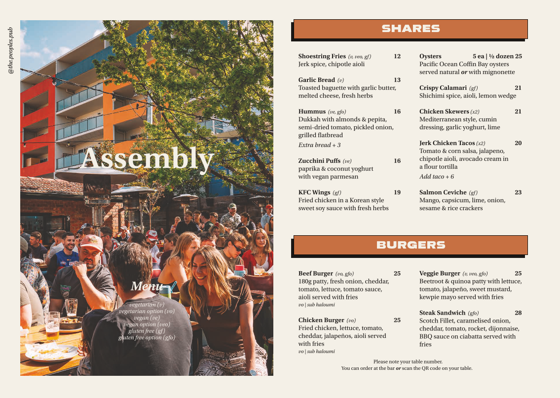 Menu, Assembly