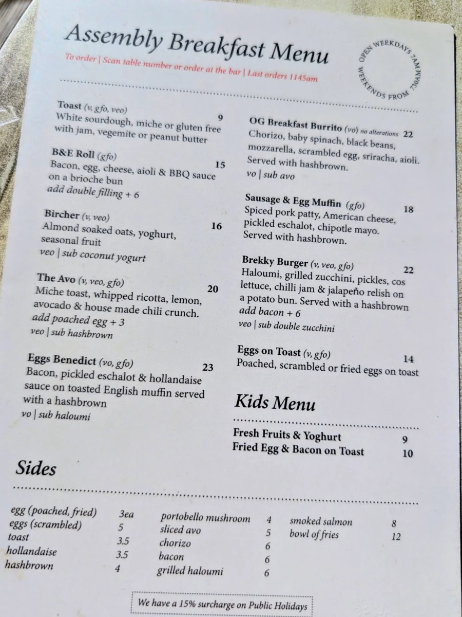 Menu, Assembly