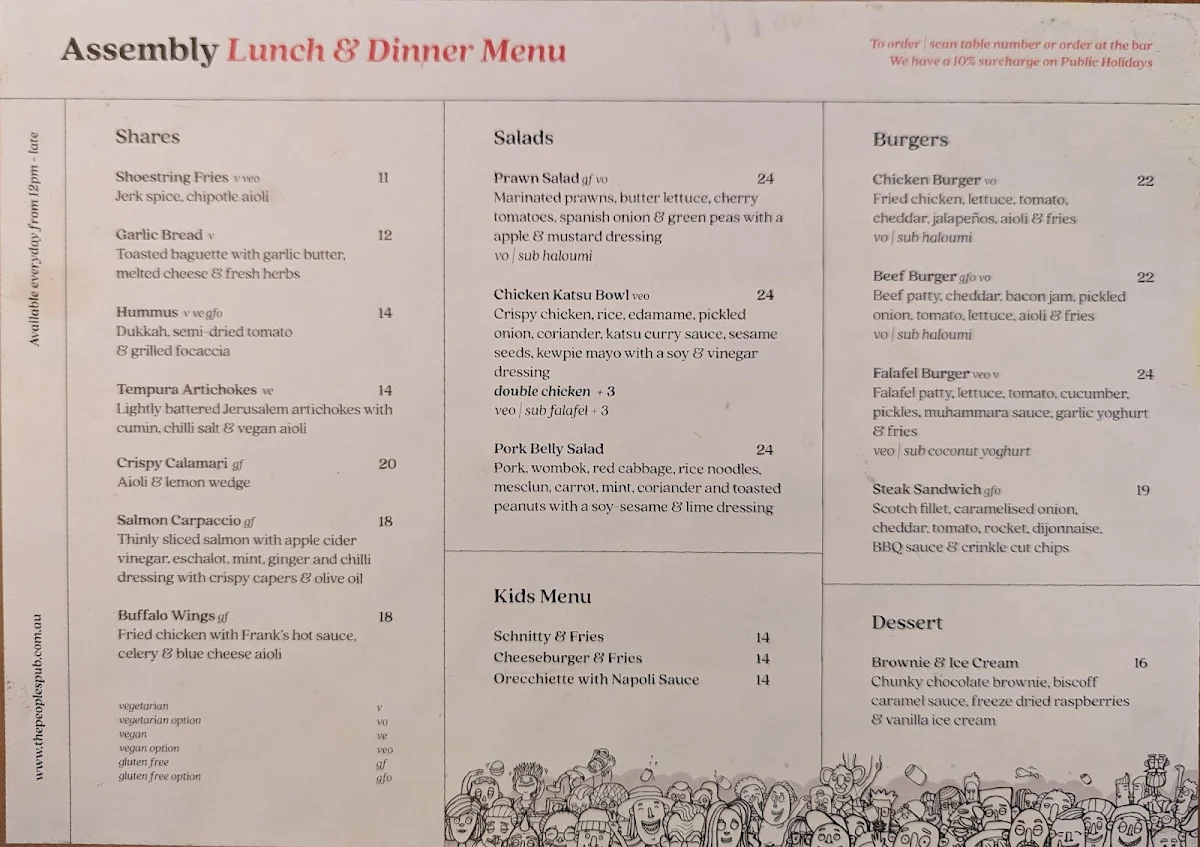 Menu, Assembly