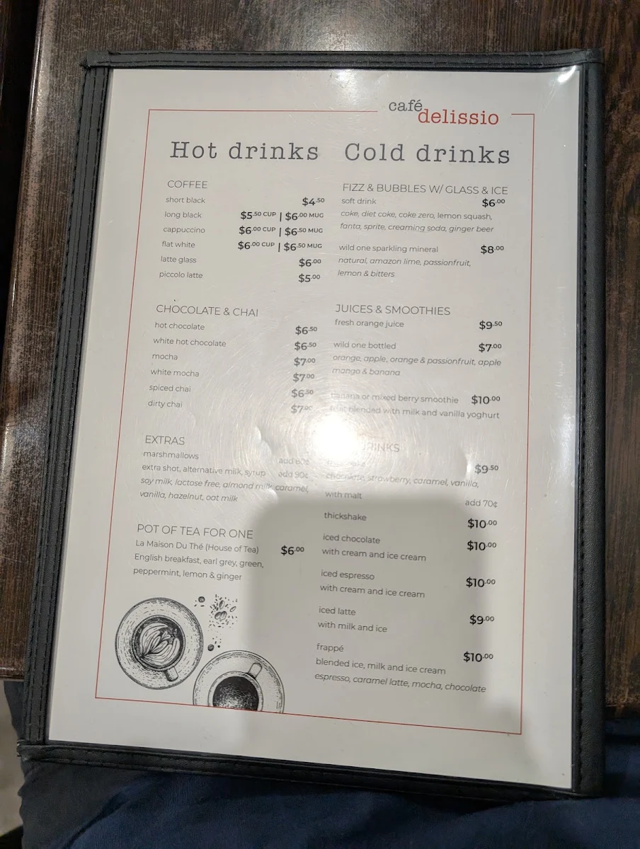 Menu, Café Delissio