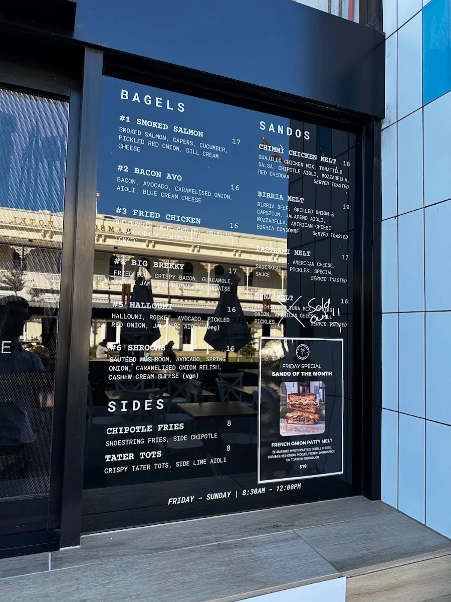 Menu, Beachside Bagels - Henley Beach