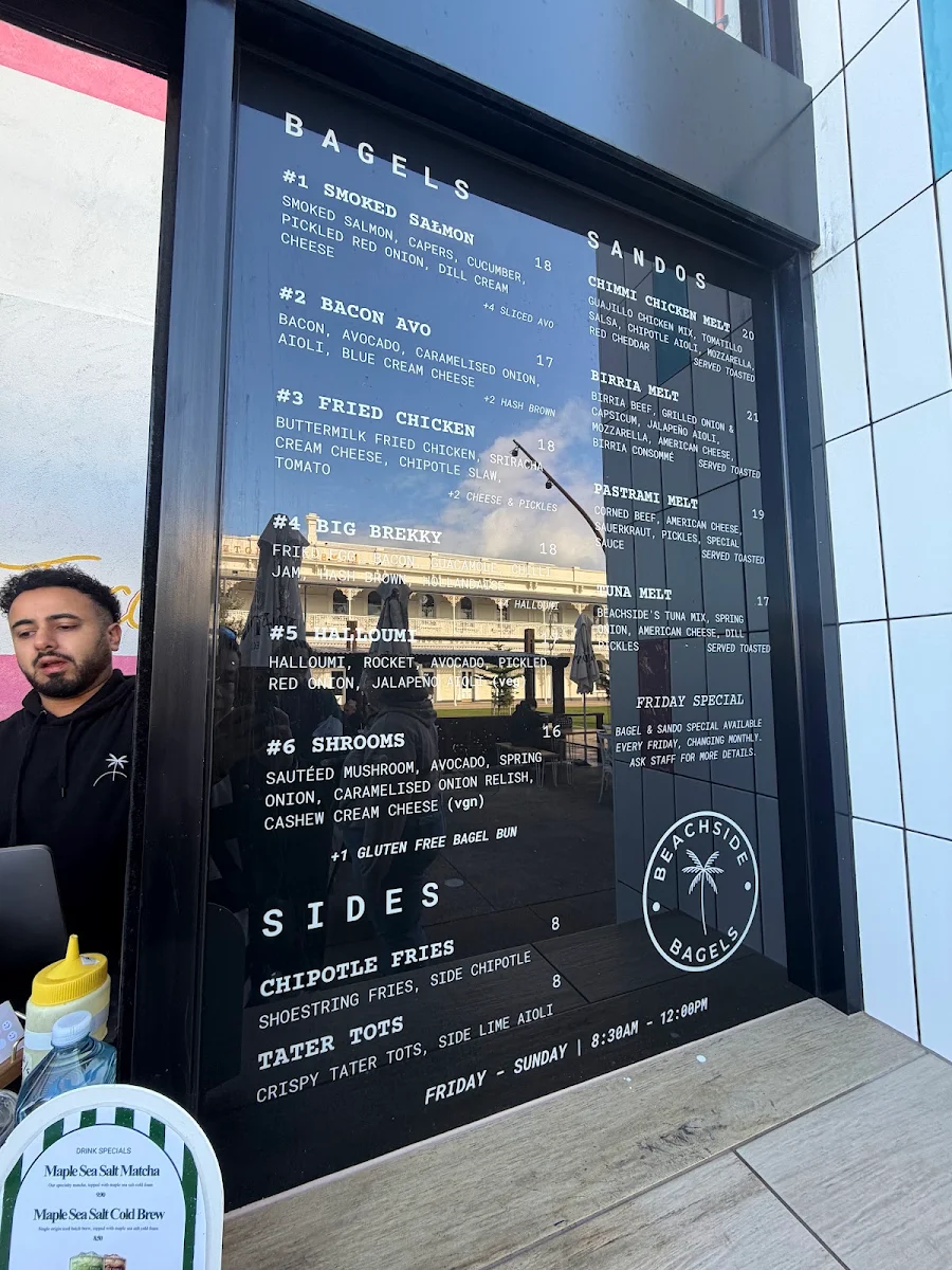 Menu, Beachside Bagels - Henley Beach