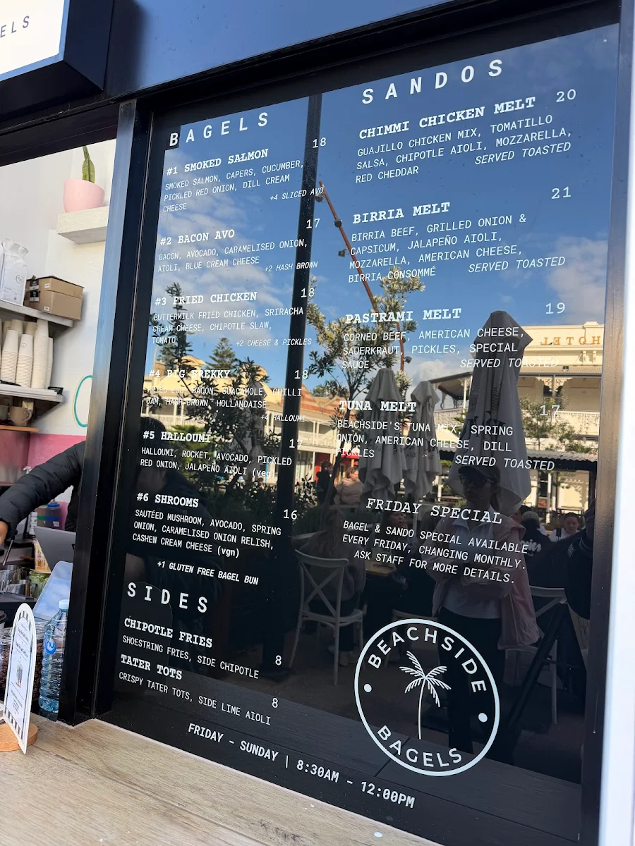 Menu, Beachside Bagels - Henley Beach