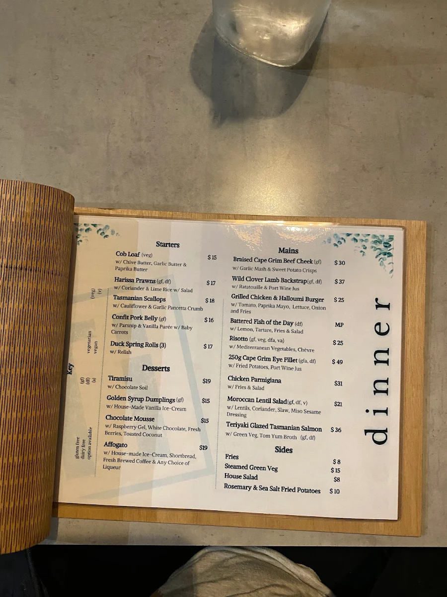 Menu, Titanium Bar & Bistro