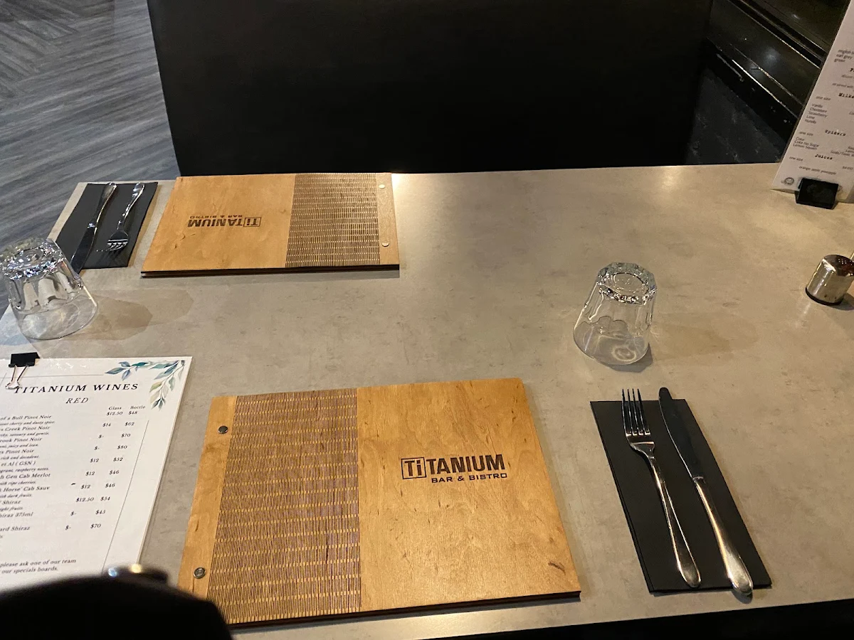 Menu, Titanium Bar & Bistro