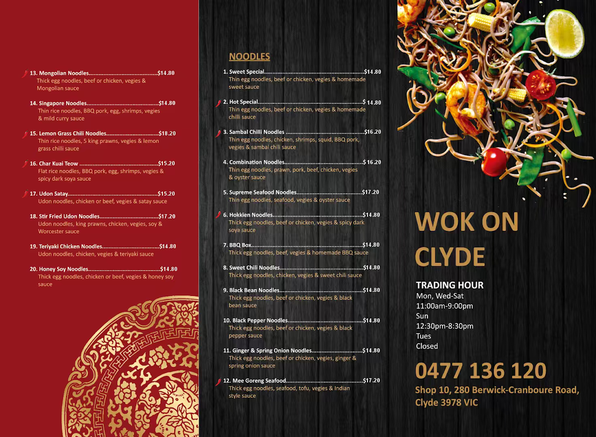 Menu, Wok On Clyde