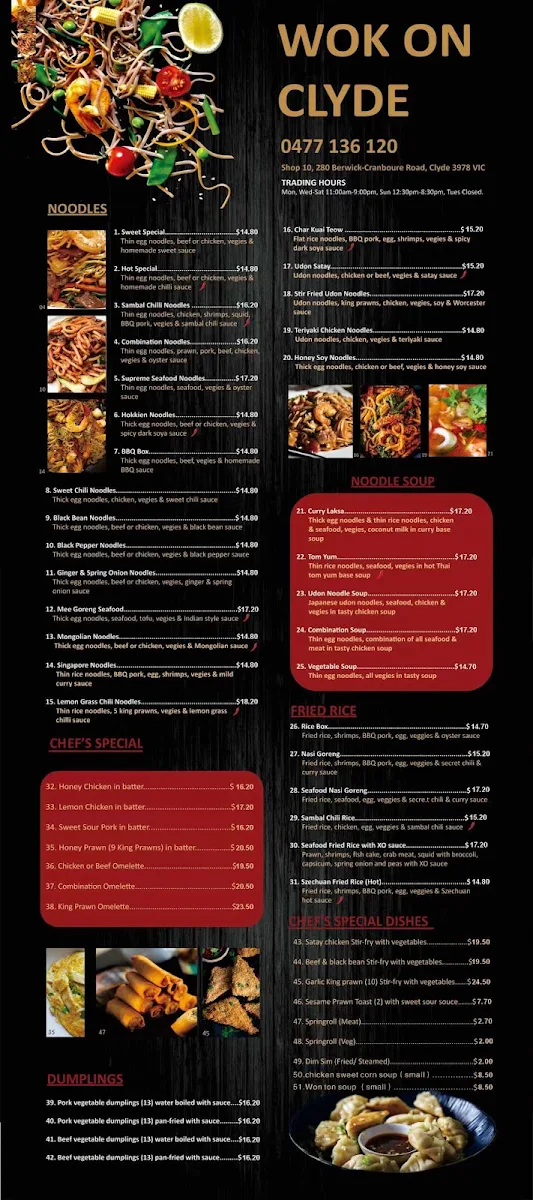 Menu, Wok On Clyde