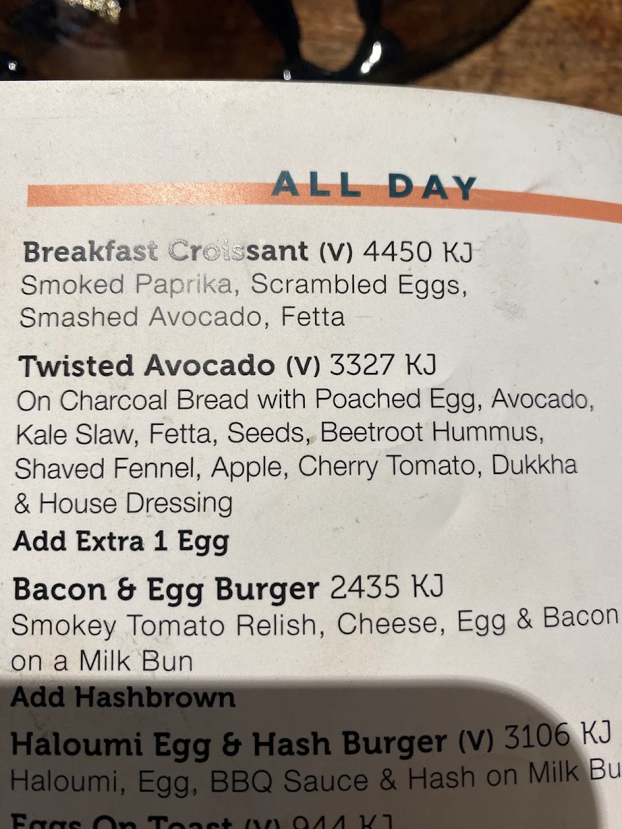 Menu, The Shed Cafe - Roselands