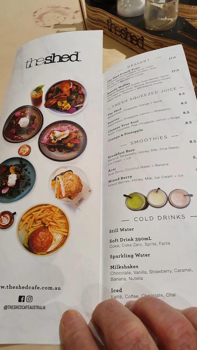 Menu, The Shed Cafe - Roselands