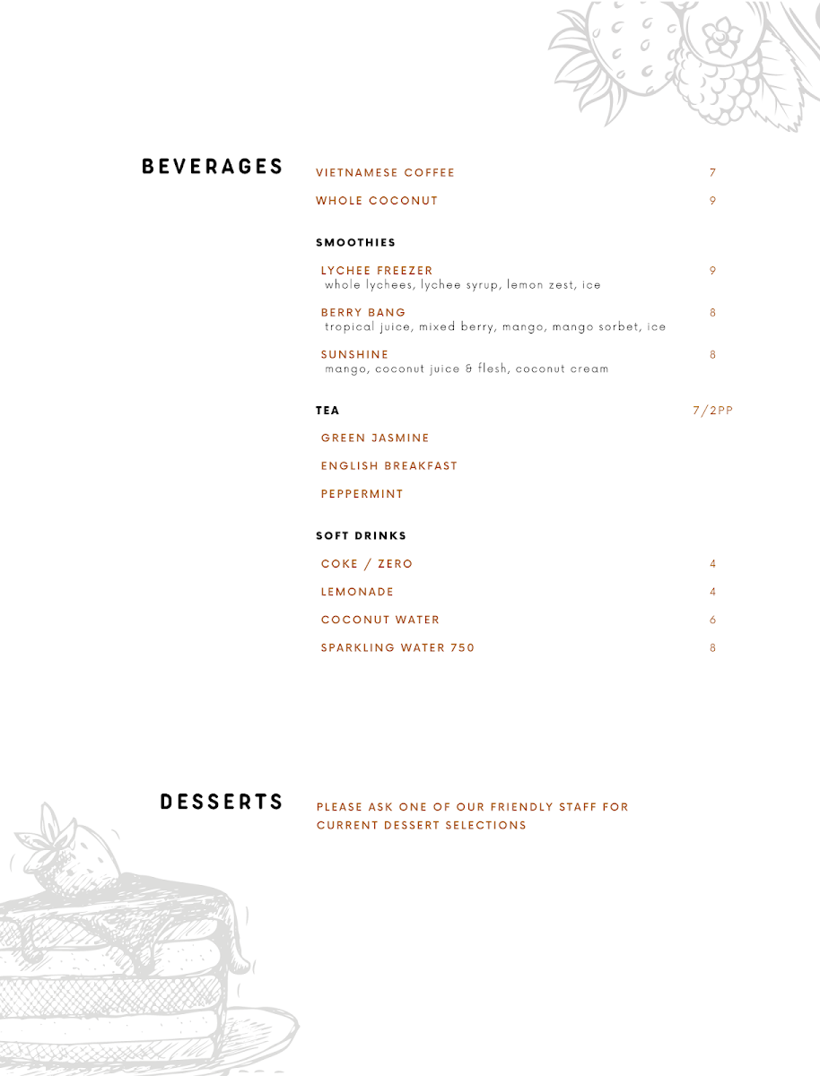 Menu, Chill Restaurant Crows Nest