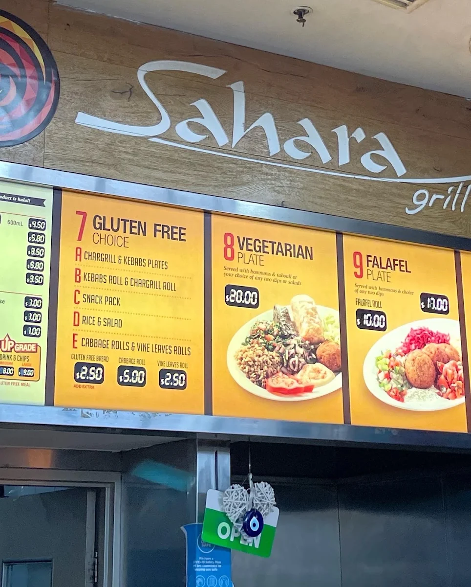 Menu, Sahara Grill