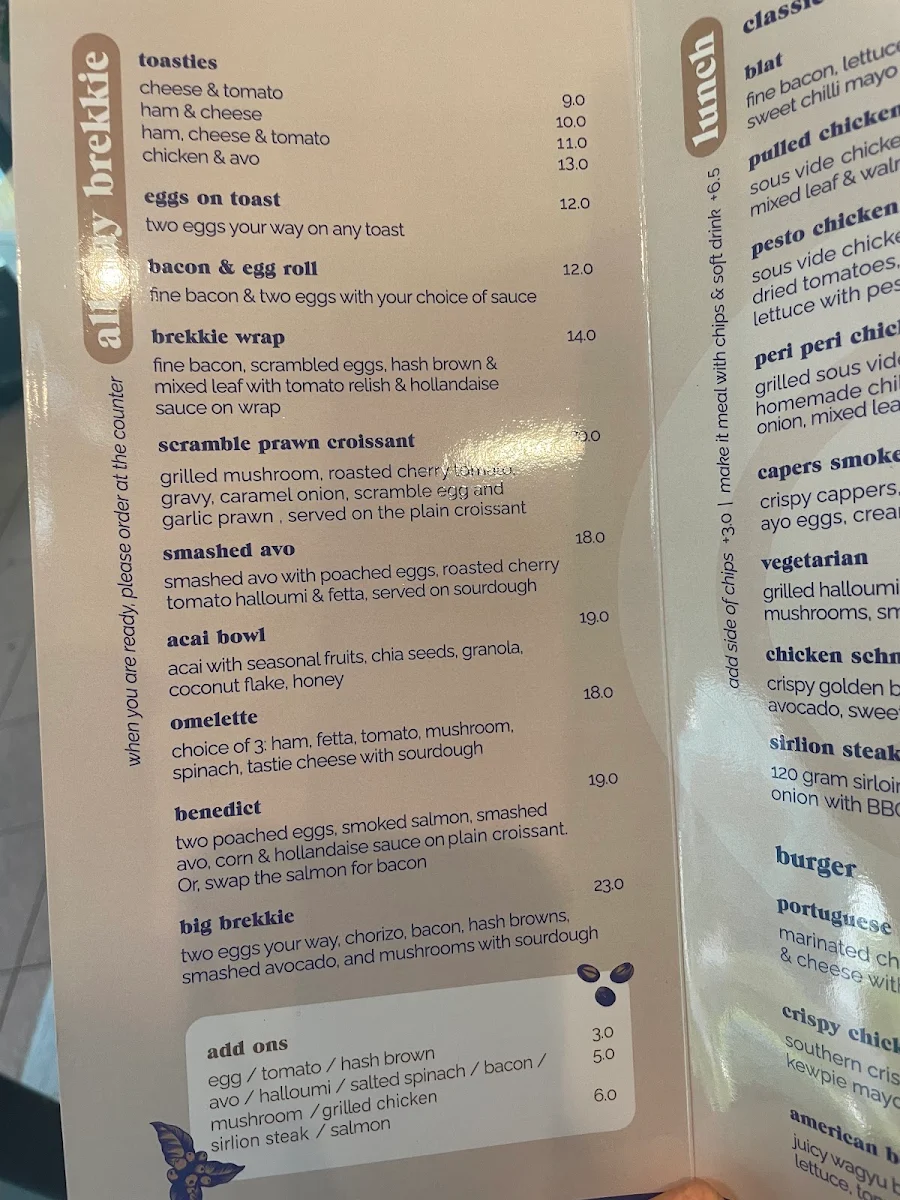 Menu, Coffeehood Cafe