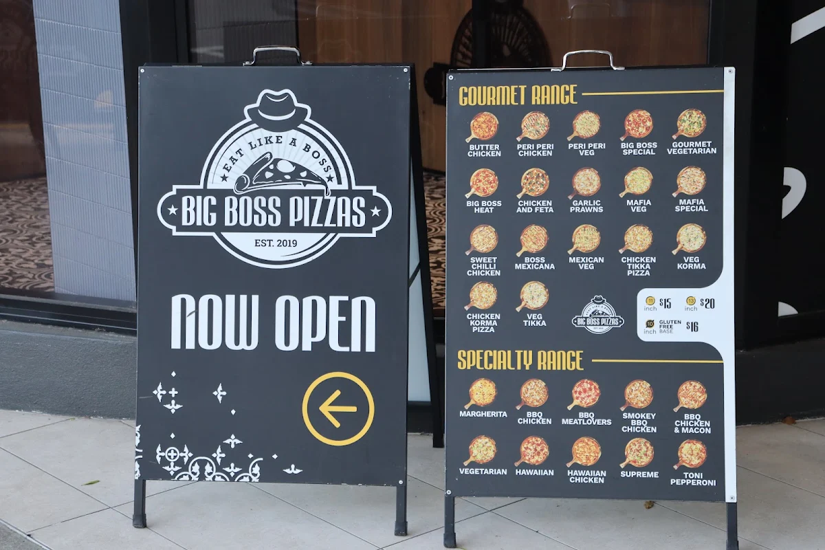 Menu, Big Boss Pizzas