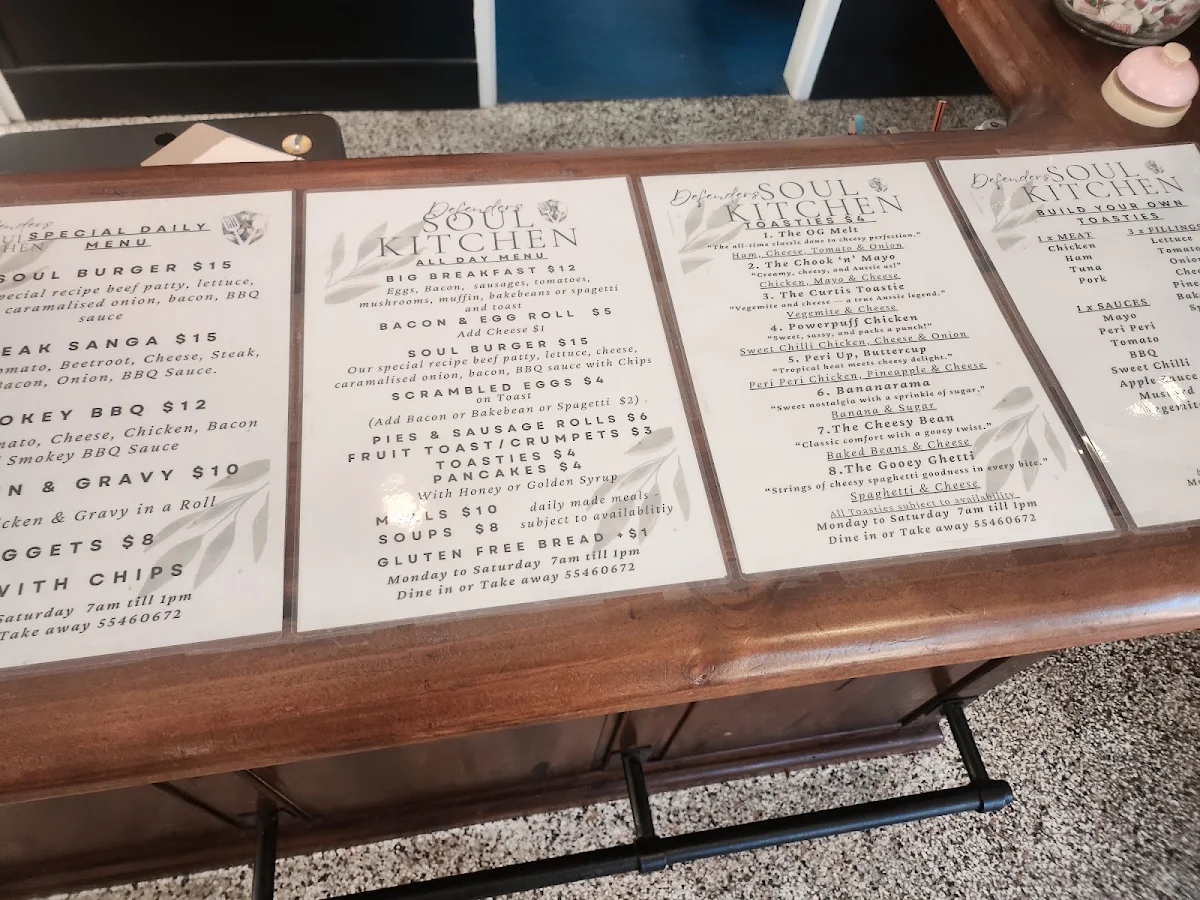 Menu, Defenders Soul Kitchen