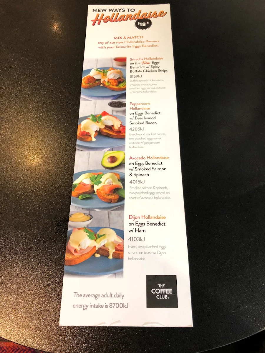 Menu, The Coffee Club Café - Macquarie Centre