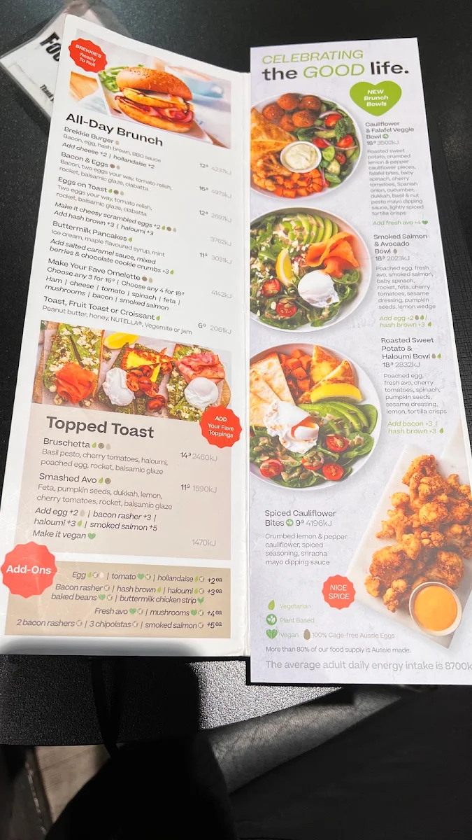 Menu, The Coffee Club Café - Macquarie Centre
