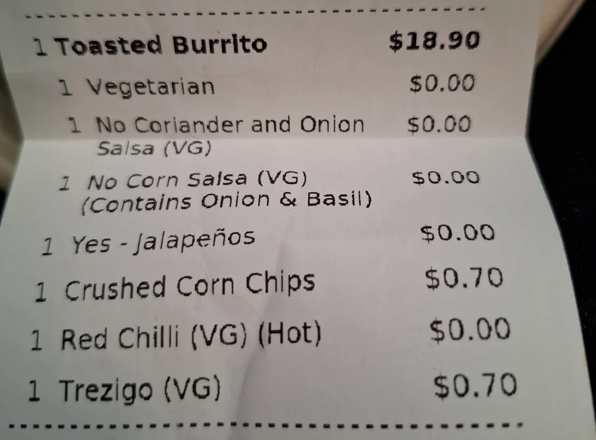 Menu, Zambrero Firle