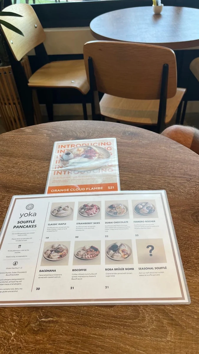 Menu, Cafe Yoka