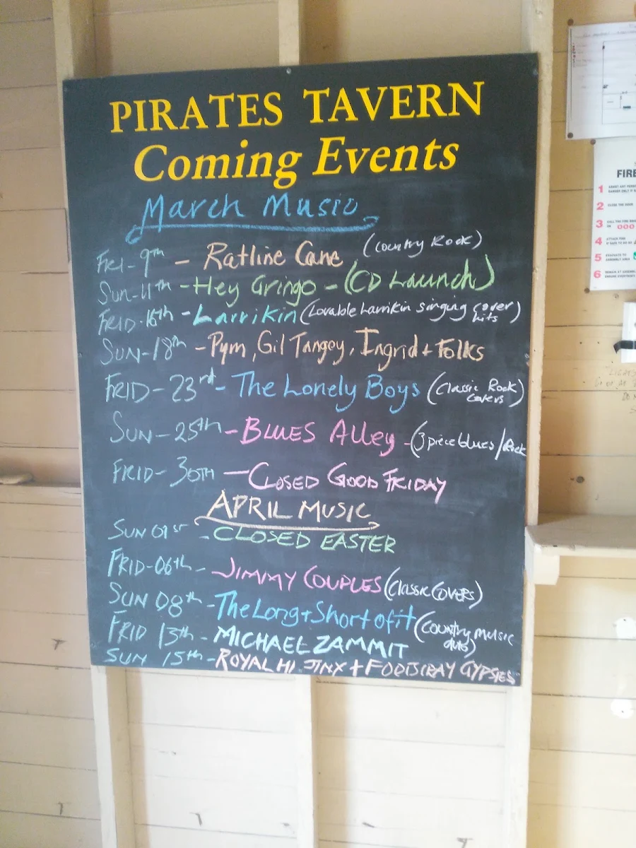Menu, Pirates Tavern
