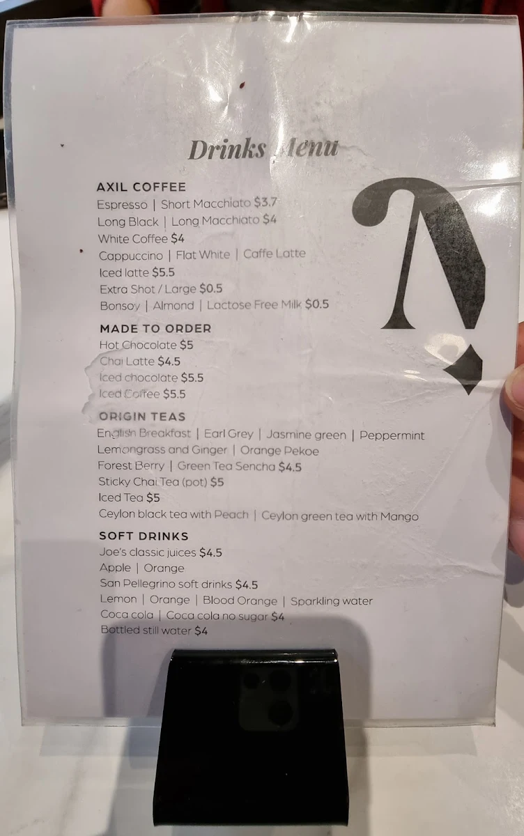Menu, Mela Patisserie