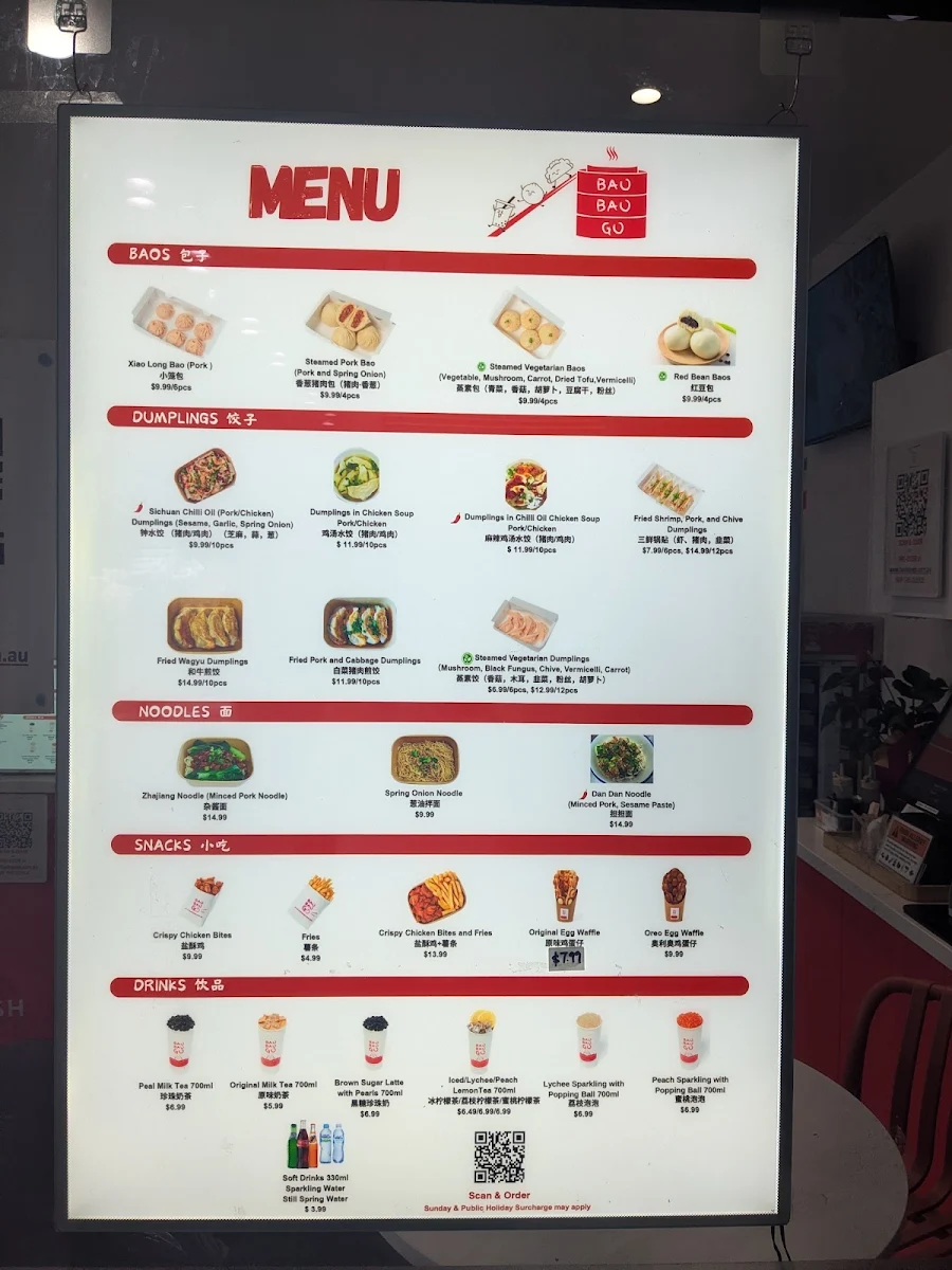 Menu, Bao Bao Go