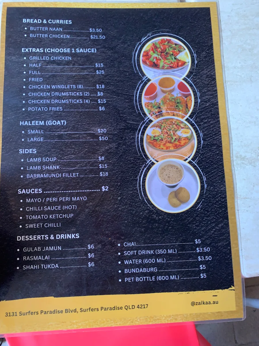 Menu, Zaikaa Exxpress - Indian and Arabic