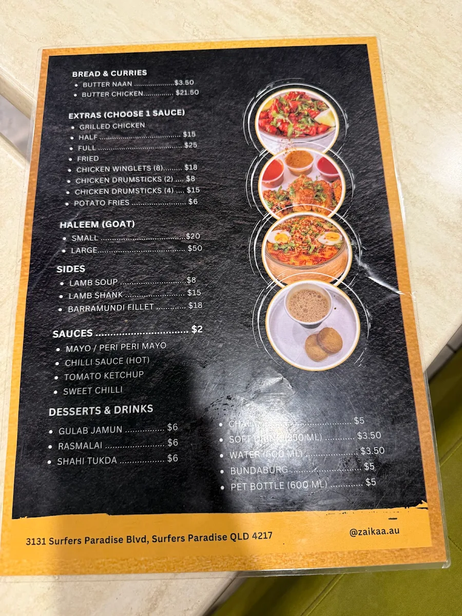 Menu, Zaikaa Exxpress - Indian and Arabic