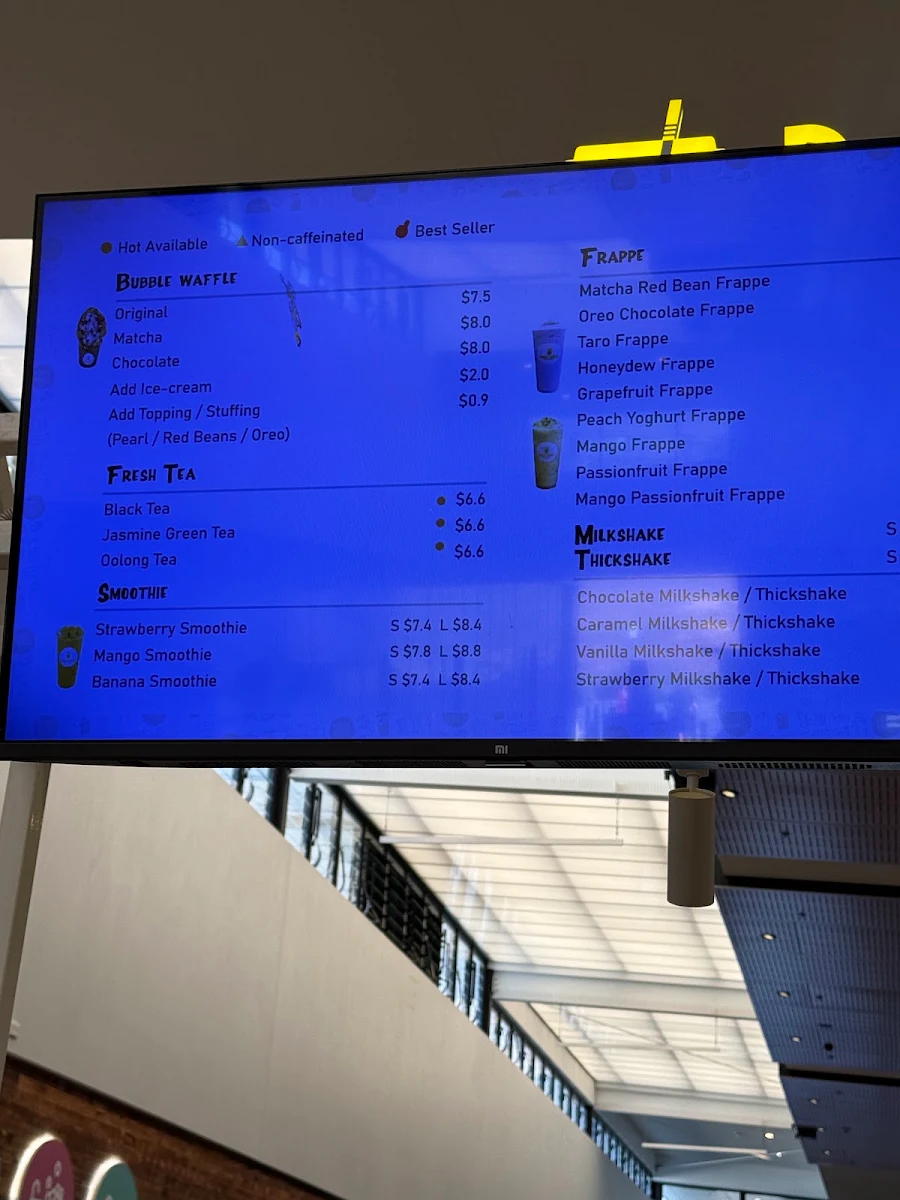 Menu, Bubble Bubble Park Ridge