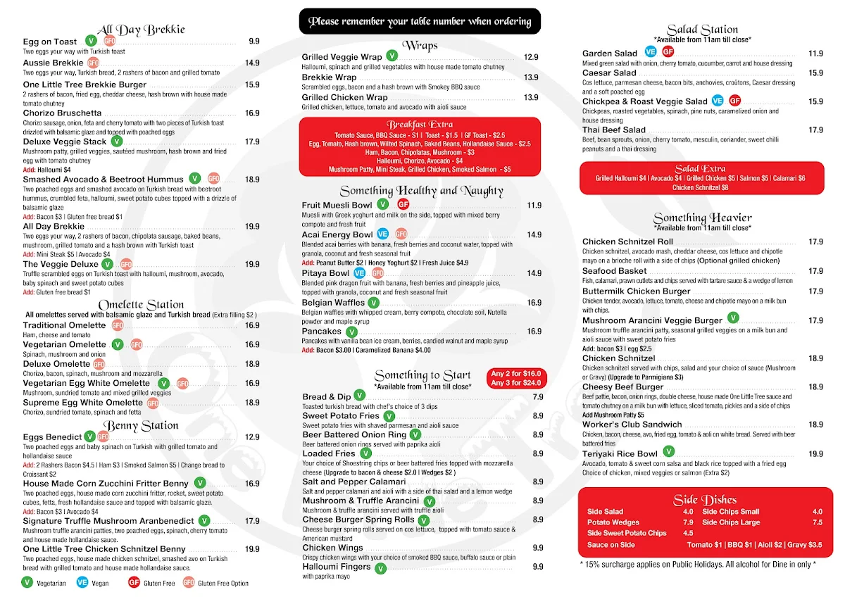 Menu, Metro Coffee