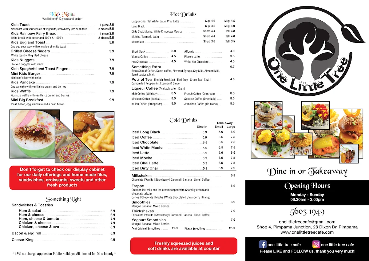 Menu, Metro Coffee