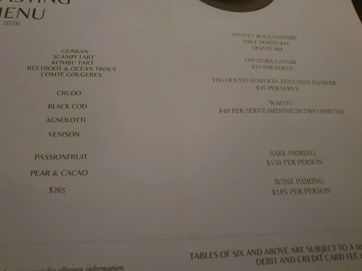 Menu, LuMi Dining