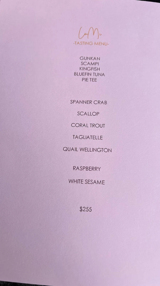 Menu, LuMi Dining