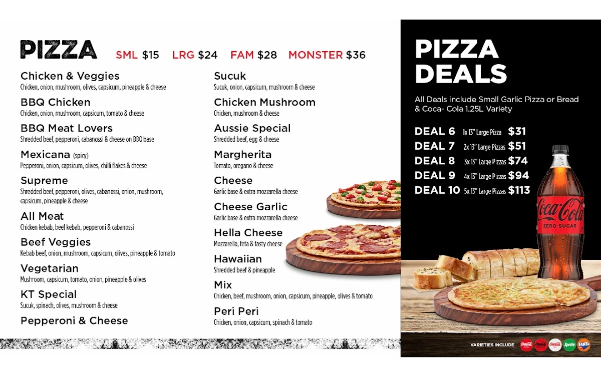 Menu, KebabTown