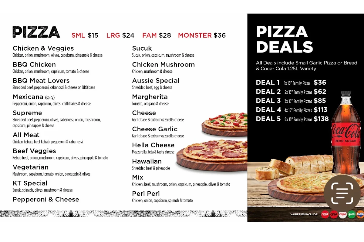 Menu, KebabTown