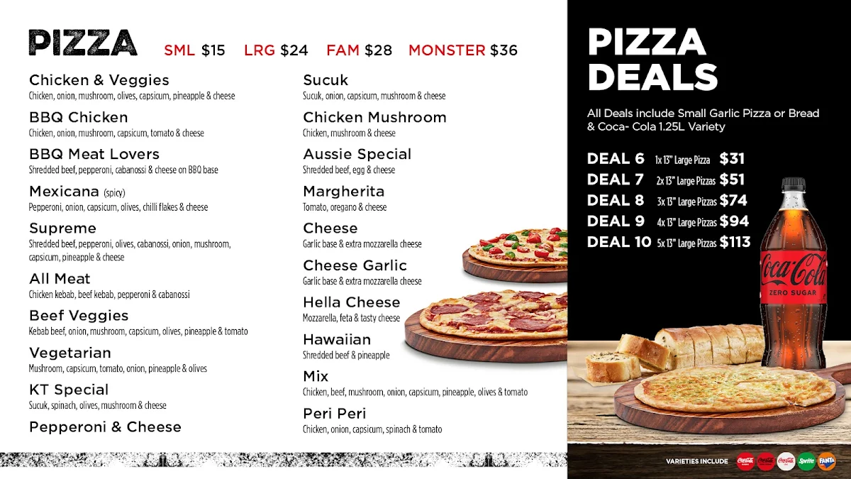 Menu, KebabTown