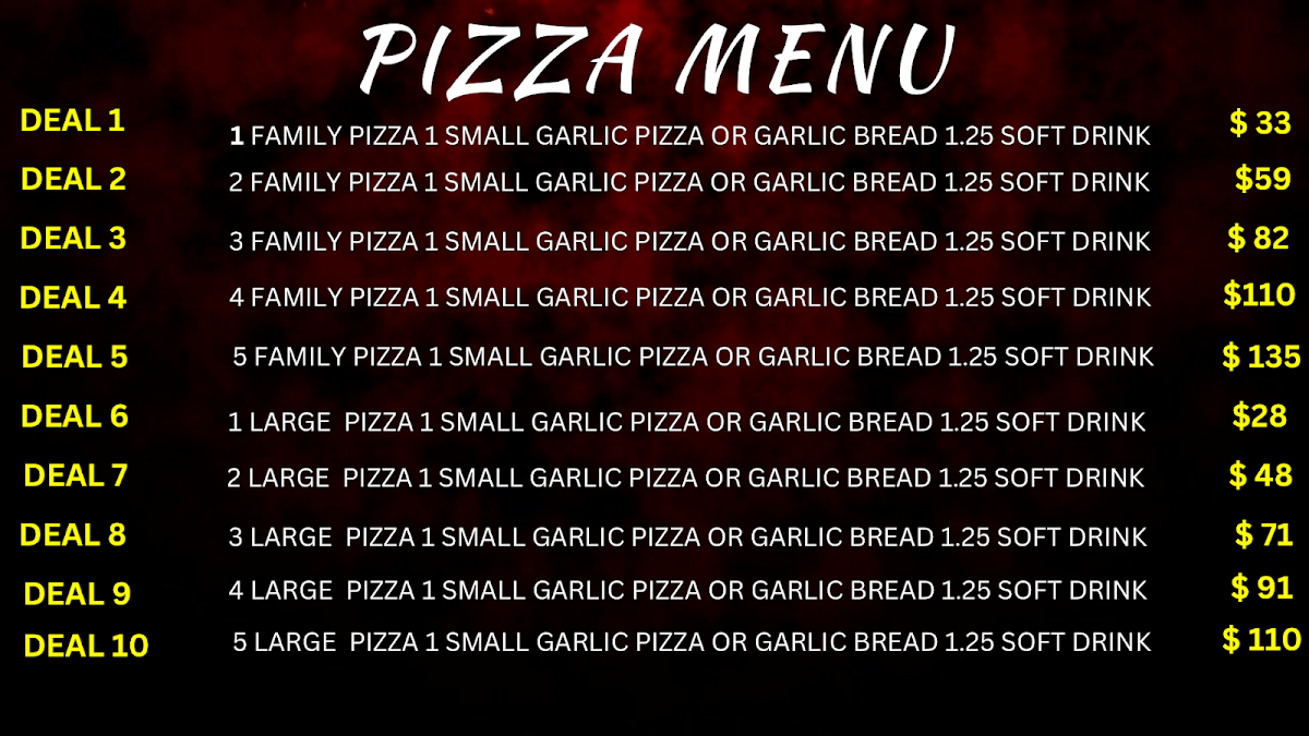 Menu, KebabTown