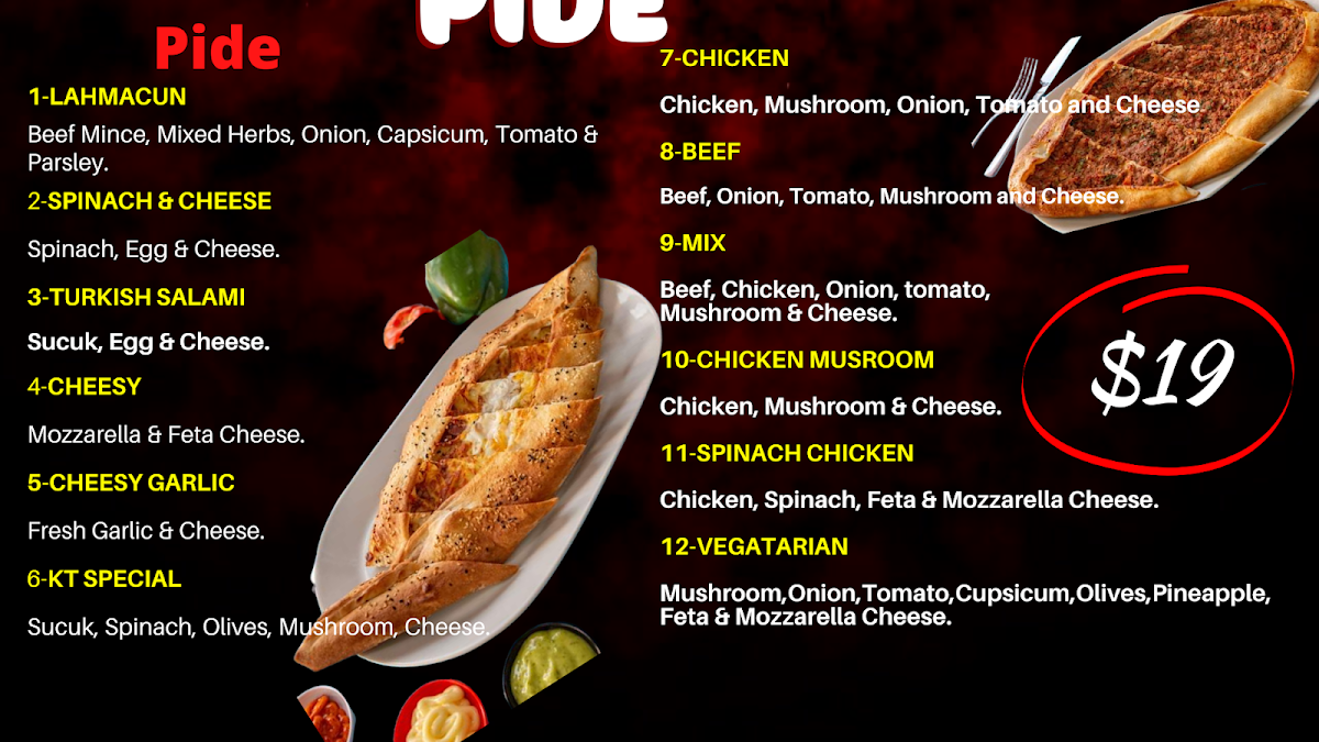 Menu, KebabTown