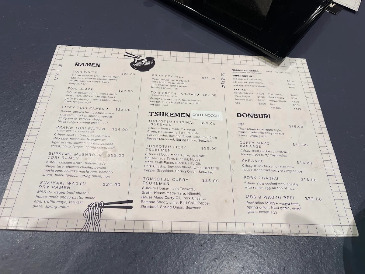 Menu, Super Souper Ramen